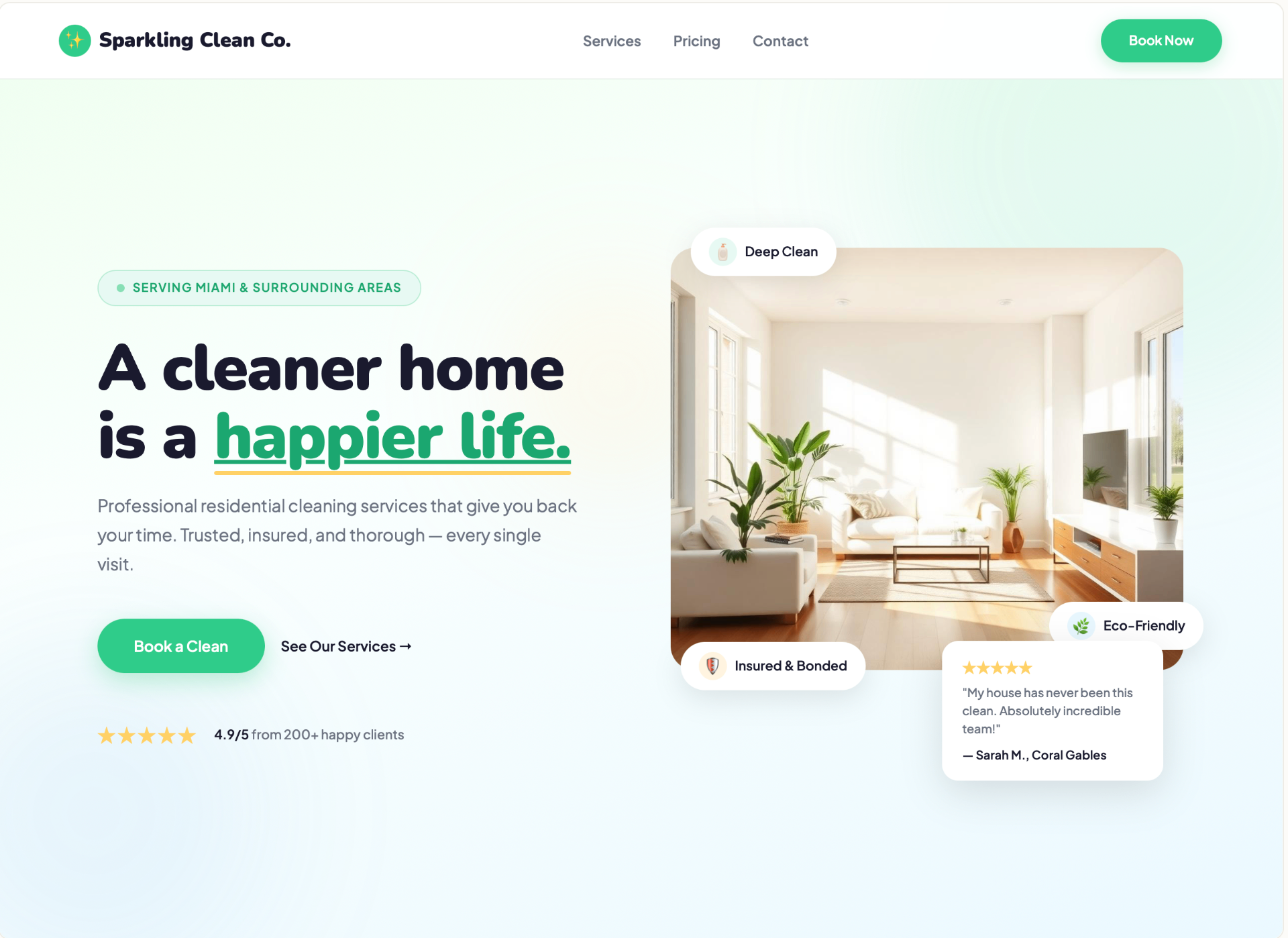 Sparkling Clean Co. website preview